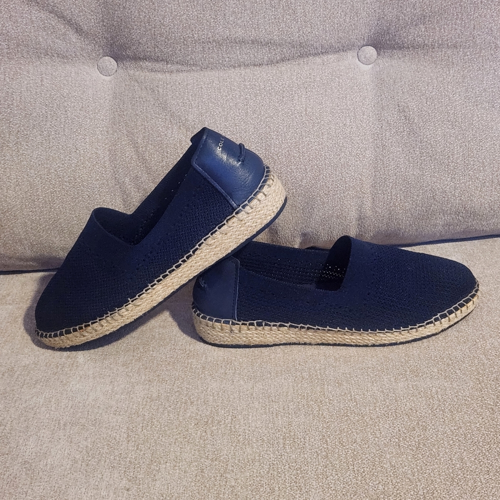 COLE HAAN Women's Navy Blue Espadrille Without Laces  Flats Size 10B